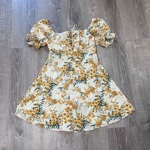 Puff Sleeve Mini Dress Orange floral Size Large
